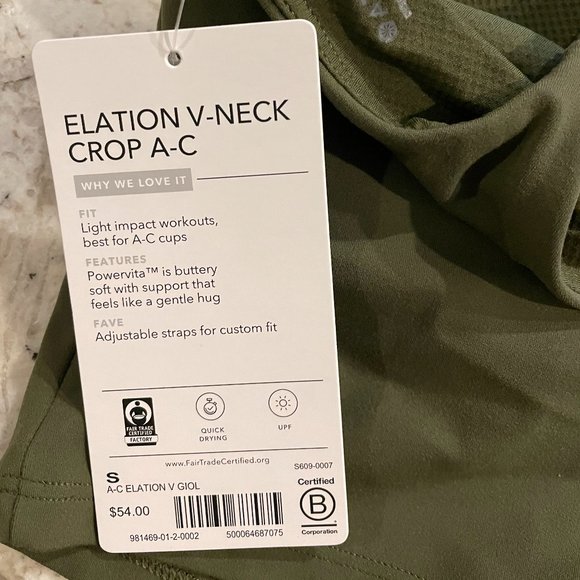 Athleta Crop Top A-C, Womens Small, Olive Green - Picture 3 of 3
